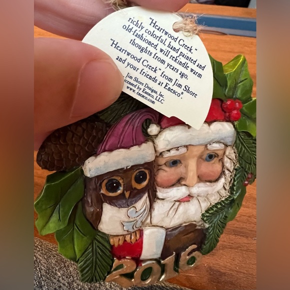 2016 Jim Shore Heartwood Creek Santa W/ Owl In Wreath Ornament #4053828 NIB - Picture 8 of 10